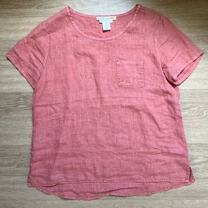 Coral Linen Top